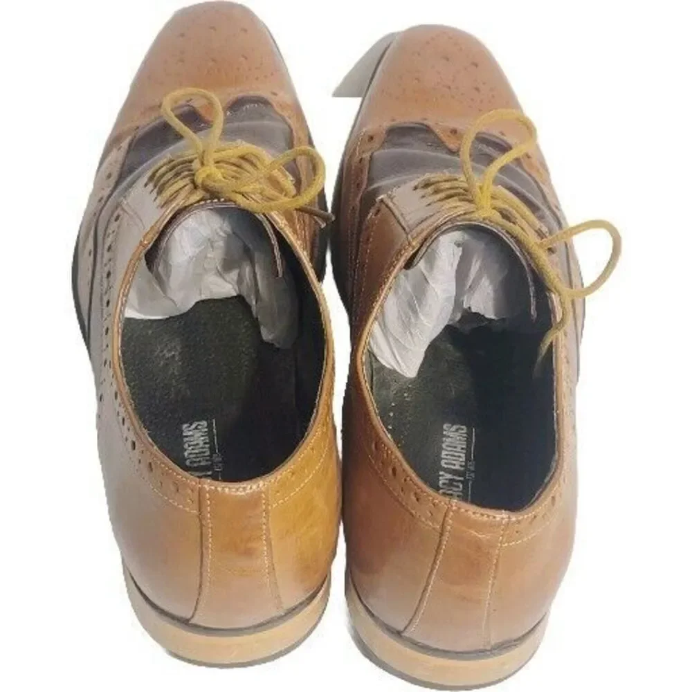 Sz 11.5 Stacy Adams Tinsley Wingtip Oxford Mens Lace Up Leather Tan 25092 DAMAGE